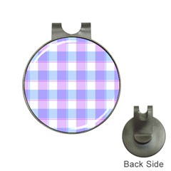 Cotton Candy Plaids - Blue, Pink, White Hat Clips With Golf Markers