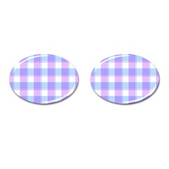 Cotton Candy Plaids - Blue, Pink, White Cufflinks (oval)