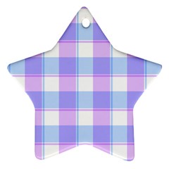 Cotton Candy Plaids - Blue, Pink, White Star Ornament (two Sides) by ConteMonfrey