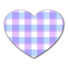 Cotton Candy Plaids - Blue, Pink, White Heart Mousepads