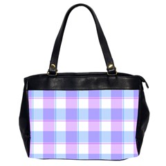 Cotton Candy Plaids - Blue, Pink, White Oversize Office Handbag (2 Sides) by ConteMonfrey