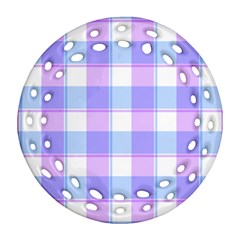 Cotton Candy Plaids - Blue, Pink, White Ornament (round Filigree) by ConteMonfrey