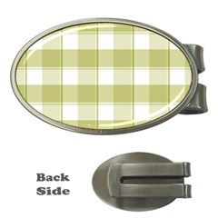 Green Tea Plaids - Green White Money Clips (oval)  by ConteMonfrey