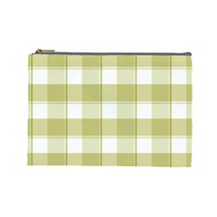 Green Tea Plaids - Green White Cosmetic Bag (large) by ConteMonfrey