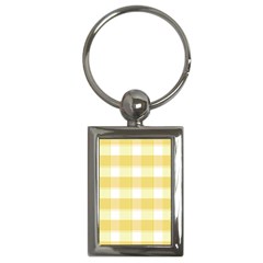 Cute Plaids White Yellow Key Chain (rectangle) by ConteMonfrey