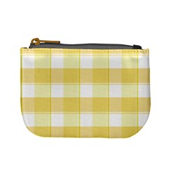 Cute Plaids White Yellow Mini Coin Purse by ConteMonfrey