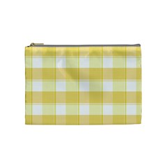 Cute Plaids White Yellow Cosmetic Bag (medium) by ConteMonfrey