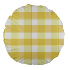 Cute Plaids White Yellow Large 18  Premium Round Cushions by ConteMonfrey