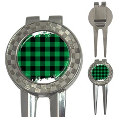 Black And Green Modern Plaids 3-in-1 Golf Divots by ConteMonfrey