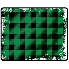 Black And Green Modern Plaids Fleece Blanket (medium)  by ConteMonfrey