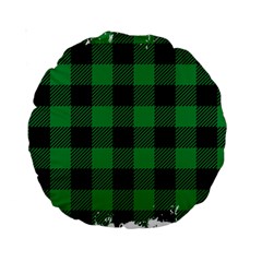 Black And Green Modern Plaids Standard 15  Premium Round Cushions by ConteMonfrey