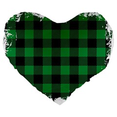 Black And Green Modern Plaids Large 19  Premium Heart Shape Cushions by ConteMonfrey