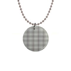 Vintage Gray Plaids 1  Button Necklace by ConteMonfrey