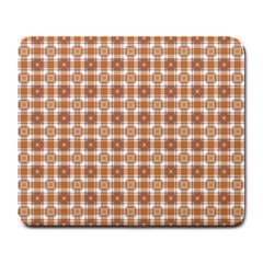 Cute Plaids - Brown And White Geometrics Large Mousepads by ConteMonfrey