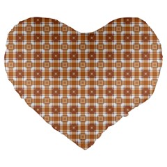 Cute Plaids - Brown And White Geometrics Large 19  Premium Heart Shape Cushions by ConteMonfrey