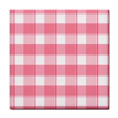 Pink And White Plaids Tile Coaster by ConteMonfrey