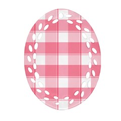 Pink And White Plaids Oval Filigree Ornament (two Sides) by ConteMonfrey