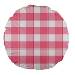 Pink And White Plaids Large 18  Premium Round Cushions by ConteMonfrey