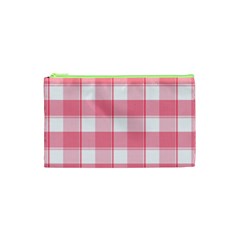 Pink And White Plaids Cosmetic Bag (xs)