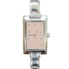 Portuguese Vibes - Brown and white geometric plaids Rectangle Italian Charm Watch