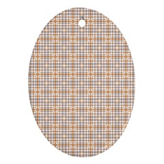 Portuguese Vibes - Brown and white geometric plaids Ornament (Oval)