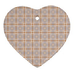 Portuguese Vibes - Brown and white geometric plaids Ornament (Heart)