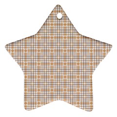 Portuguese Vibes - Brown and white geometric plaids Ornament (Star)