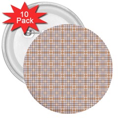 Portuguese Vibes - Brown and white geometric plaids 3  Buttons (10 pack) 