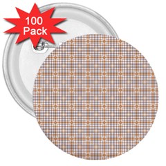 Portuguese Vibes - Brown and white geometric plaids 3  Buttons (100 pack) 