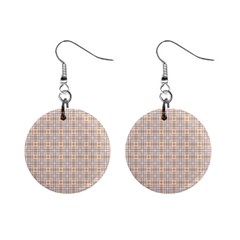 Portuguese Vibes - Brown and white geometric plaids Mini Button Earrings
