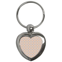 Portuguese Vibes - Brown and white geometric plaids Key Chain (Heart)