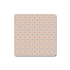 Portuguese Vibes - Brown and white geometric plaids Square Magnet