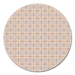 Portuguese Vibes - Brown and white geometric plaids Magnet 5  (Round)