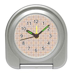Portuguese Vibes - Brown and white geometric plaids Travel Alarm Clock