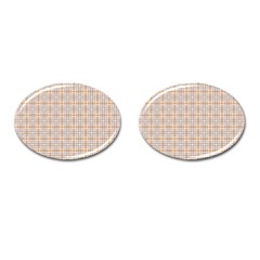 Portuguese Vibes - Brown and white geometric plaids Cufflinks (Oval)