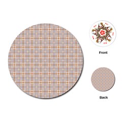 Portuguese Vibes - Brown and white geometric plaids Playing Cards Single Design (Round)