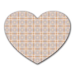 Portuguese Vibes - Brown and white geometric plaids Heart Mousepads