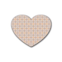 Portuguese Vibes - Brown and white geometric plaids Rubber Coaster (Heart)