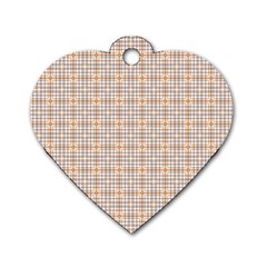 Portuguese Vibes - Brown and white geometric plaids Dog Tag Heart (Two Sides)
