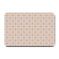 Portuguese Vibes - Brown and white geometric plaids Small Doormat 