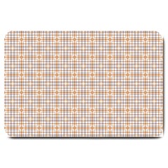 Portuguese Vibes - Brown and white geometric plaids Large Doormat 