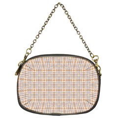 Portuguese Vibes - Brown and white geometric plaids Chain Purse (Two Sides)