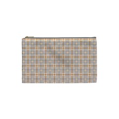 Portuguese Vibes - Brown and white geometric plaids Cosmetic Bag (Small)