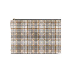 Portuguese Vibes - Brown And White Geometric Plaids Cosmetic Bag (medium) by ConteMonfrey