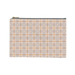 Portuguese Vibes - Brown and white geometric plaids Cosmetic Bag (Large)