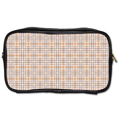 Portuguese Vibes - Brown and white geometric plaids Toiletries Bag (One Side)