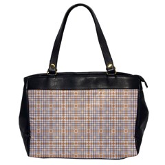 Portuguese Vibes - Brown and white geometric plaids Oversize Office Handbag