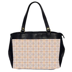 Portuguese Vibes - Brown and white geometric plaids Oversize Office Handbag (2 Sides)