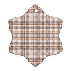 Portuguese Vibes - Brown and white geometric plaids Snowflake Ornament (Two Sides)