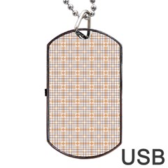 Portuguese Vibes - Brown and white geometric plaids Dog Tag USB Flash (Two Sides)